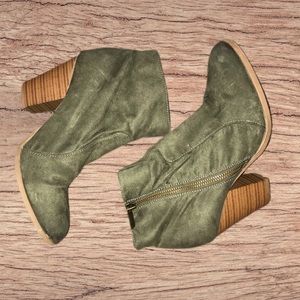 Olive Green Booties - Size 8.5